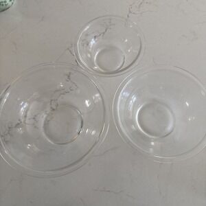 Vintage Pyrex Clear Nesting Mixing Bowls set of 3 Baking Stackable Minimalist